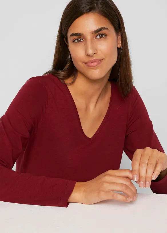 Figurnära långärmad topp (2-pack), bonprix