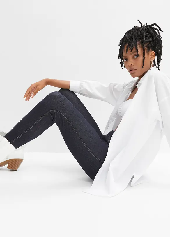 Leggings med jeanslook i bomullsmix, bonprix