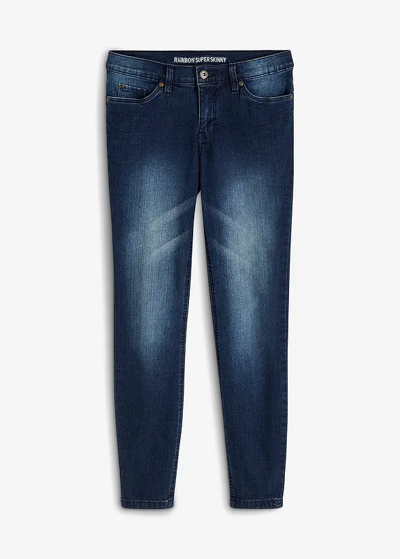 Korta tajta stuprörsjeans med medelhög midja, bonprix