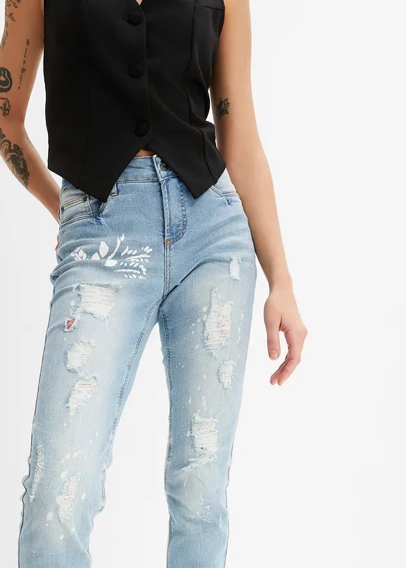 Straight Jeans Mid Waist, Print, bonprix