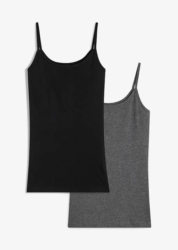 Linne av ren bomull och med smala axelband (2-pack), bonprix