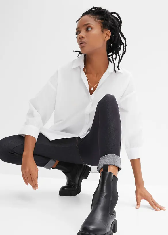 Leggings med jeanslook i bomullsmix, bonprix