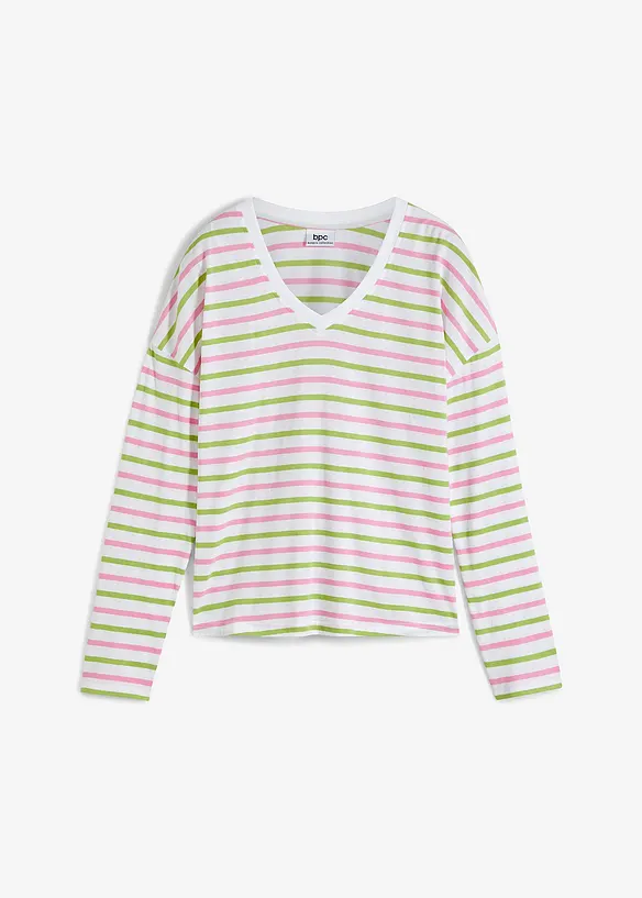 Randig långärmad T-shirt i ekologisk bomull, bonprix