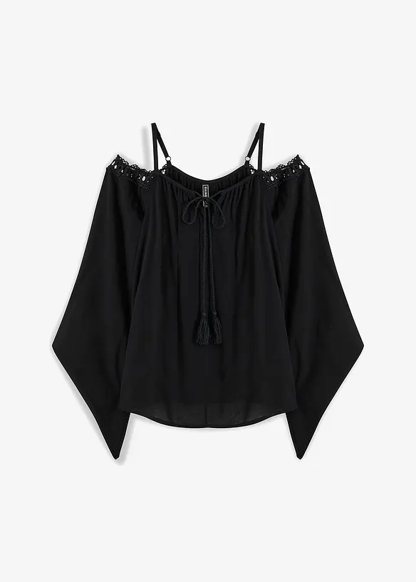 Cold shoulder-blus av mjuk viskos, bonprix