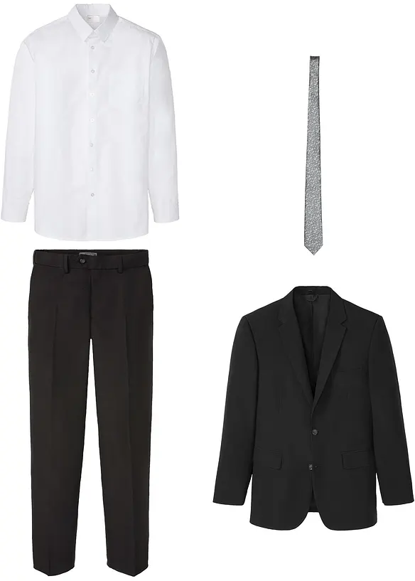 Kostym med skjorta och slips (4 delar), Regular Fit, bonprix