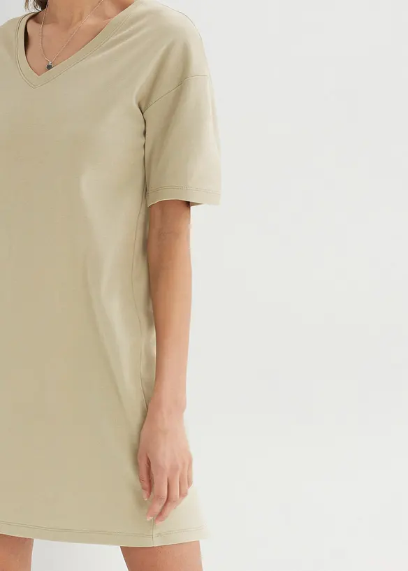 T-shirtklänning i oversizemodell med V-ringning (2-pack), bonprix