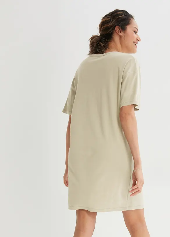 T-shirtklänning i oversizemodell med V-ringning (2-pack), bonprix