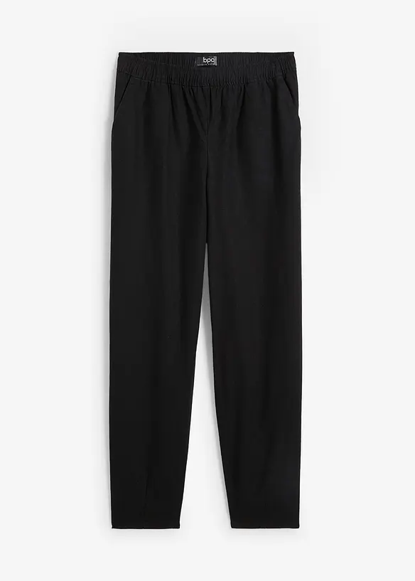 Byxa av bomull och lin med hög midja, bonprix