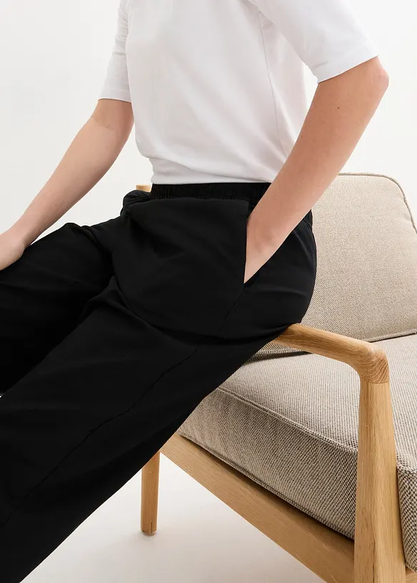Byxa av bomull och lin med hög midja, bonprix