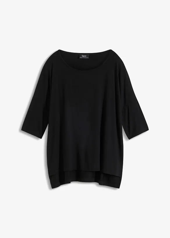 Fyrkantig T-shirt med båtringning i mjuk viskosmix, bonprix