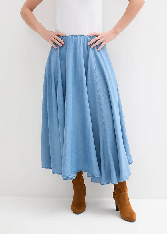 Jeanskjol med bekväm hög midja, bonprix