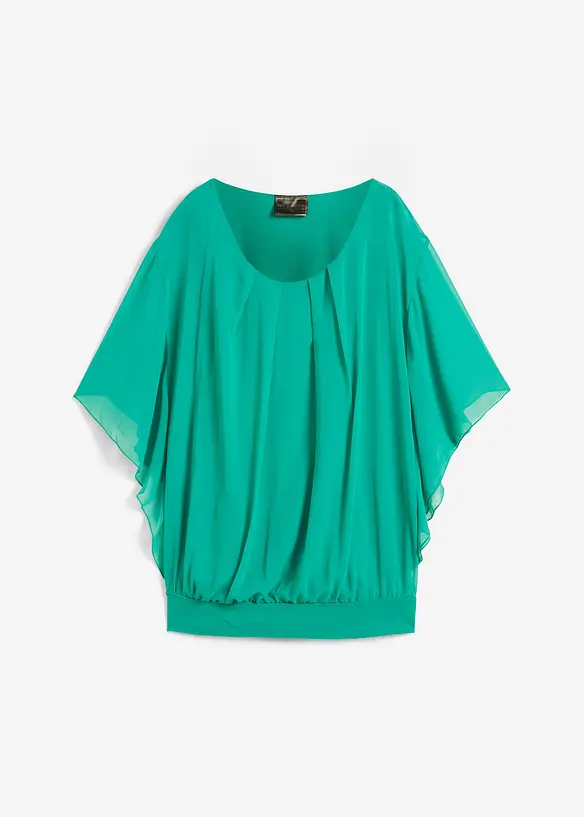 Chiffongblus med linne, bonprix