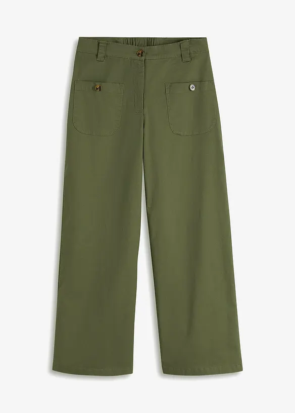 Wide Leg Jeans, High Waist, med bekväm midja, bonprix