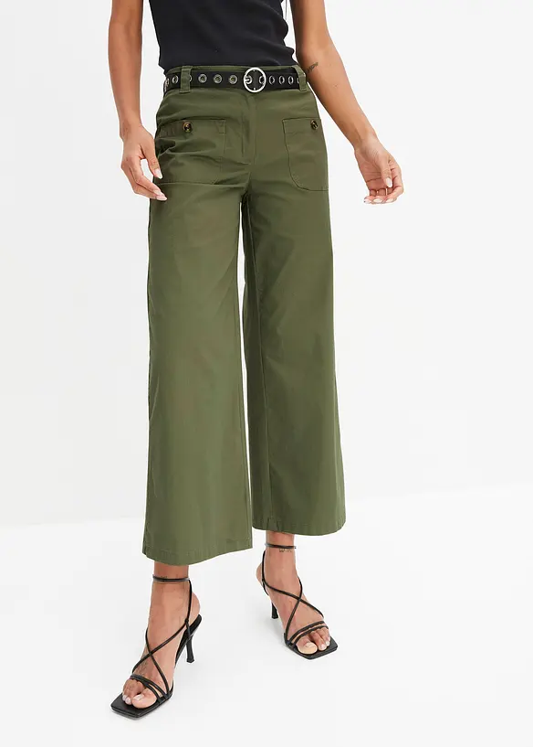 Wide Leg Jeans, High Waist, med bekväm midja, bonprix