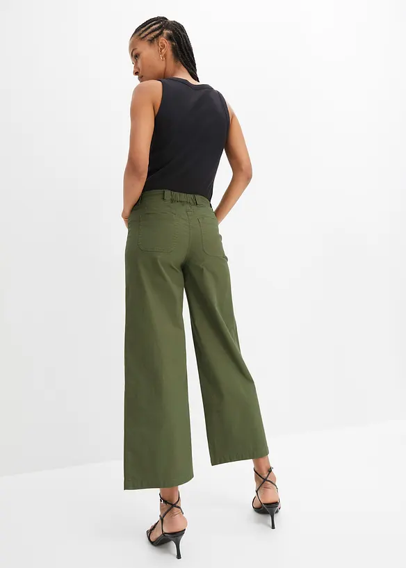 Wide Leg Jeans, High Waist, med bekväm midja, bonprix