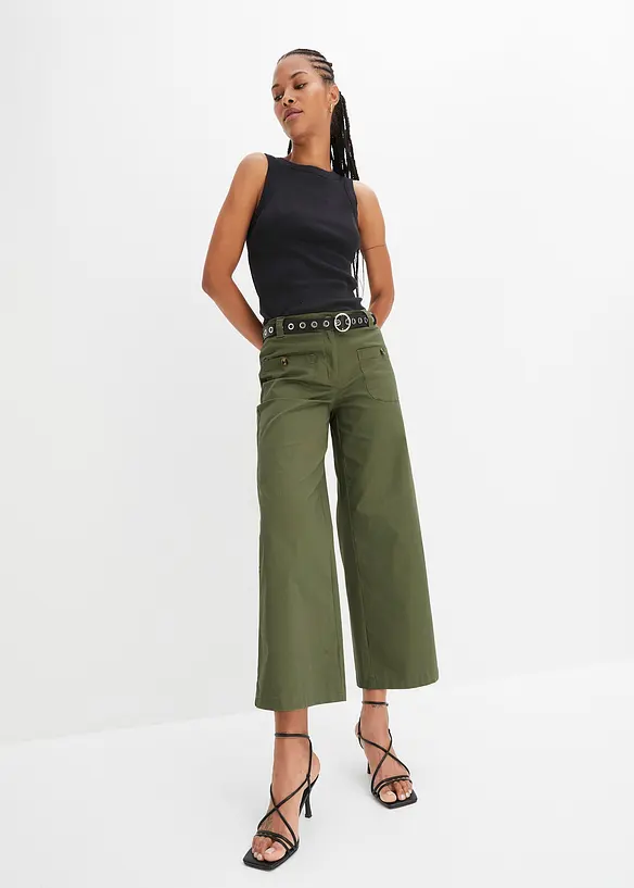 Wide Leg Jeans, High Waist, med bekväm midja, bonprix