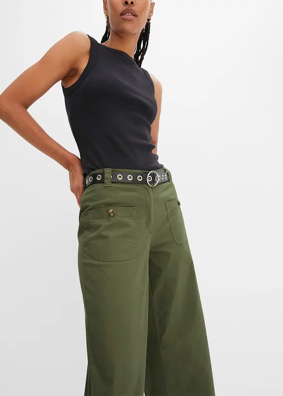 Wide Leg Jeans, High Waist, med bekväm midja, bonprix