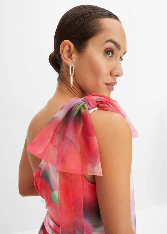 One shoulder-klänning med plisserad tyllkjol, bonprix