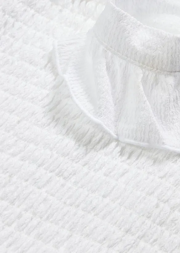 Mellanlång jerseyklänning med smockad detalj, bonprix