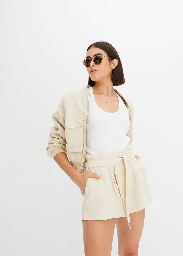 Linneshorts med hög midja, BODYFLIRT