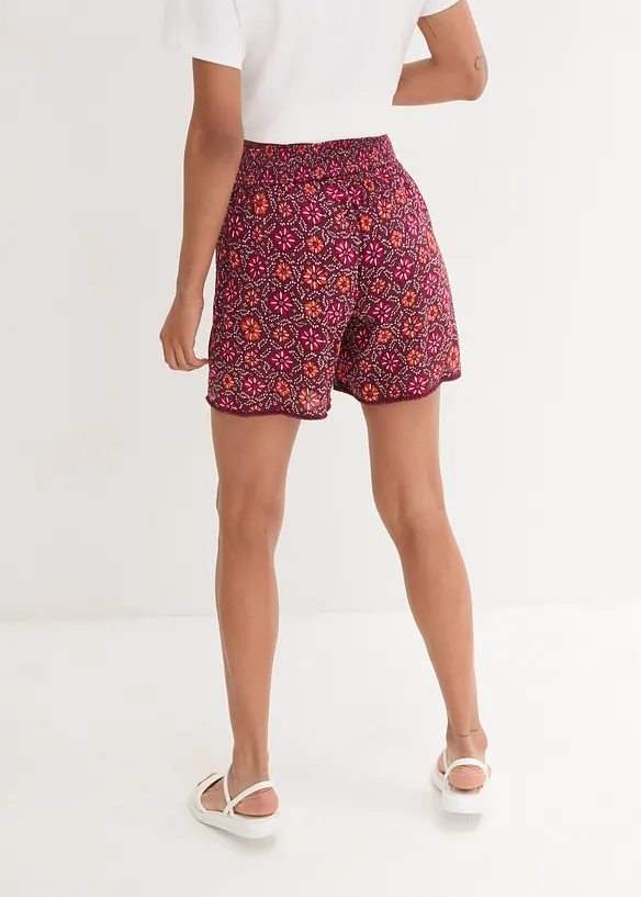 Krinklade shorts med mönster och resår, bonprix