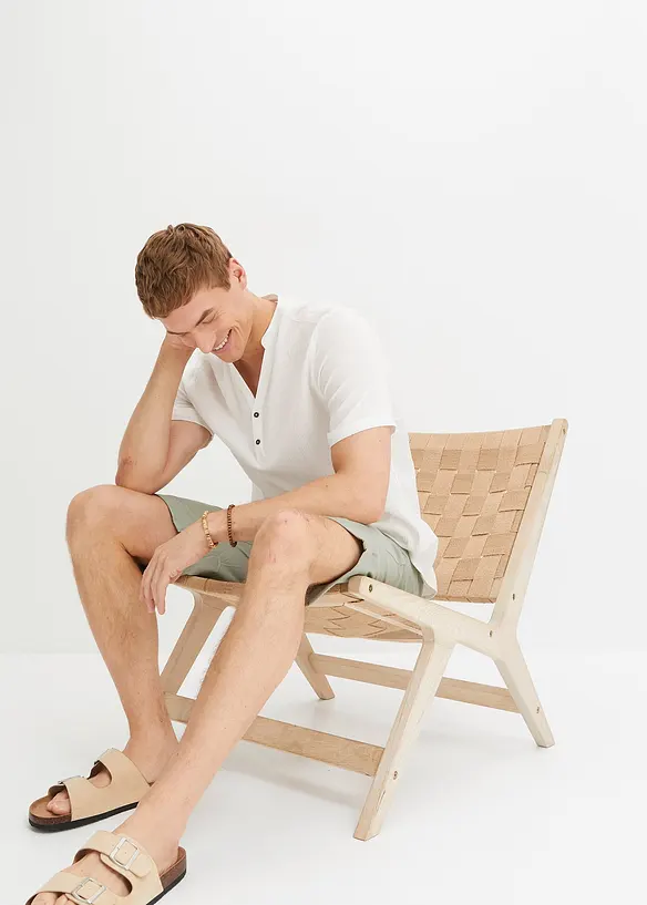 Dra på-shorts i linneblandning, Regular Fit, bonprix