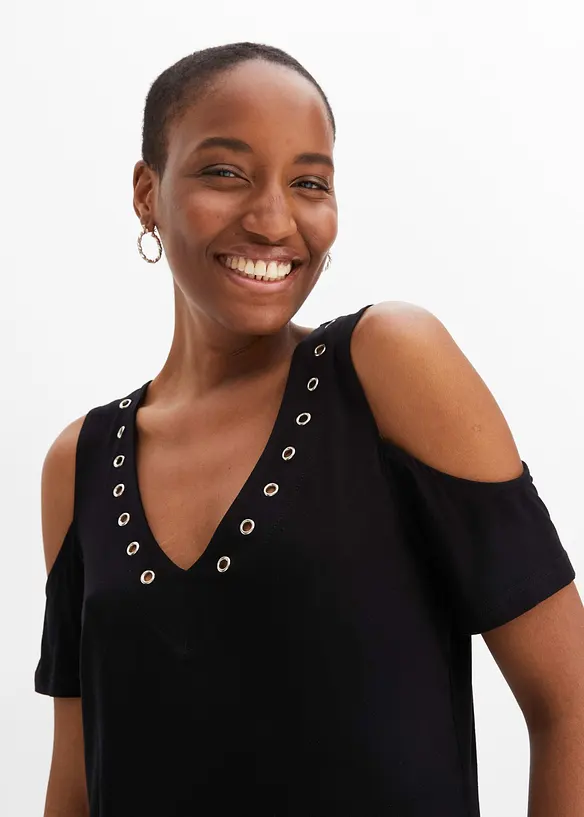 Cold-Shoulder-topp med öljetter, bonprix
