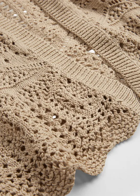Lång hålmönstrad cardigan, bonprix