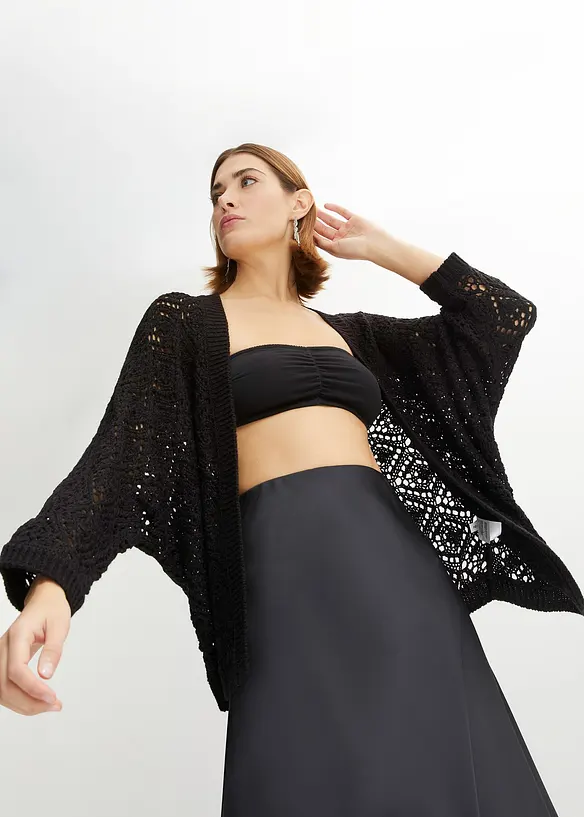 Hålmönstrad cardigan, bonprix