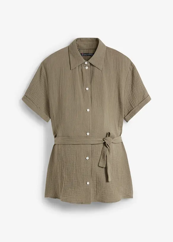 Mamma-/amningsblus i bomullsmuslin med halvlånga ärmar, bonprix