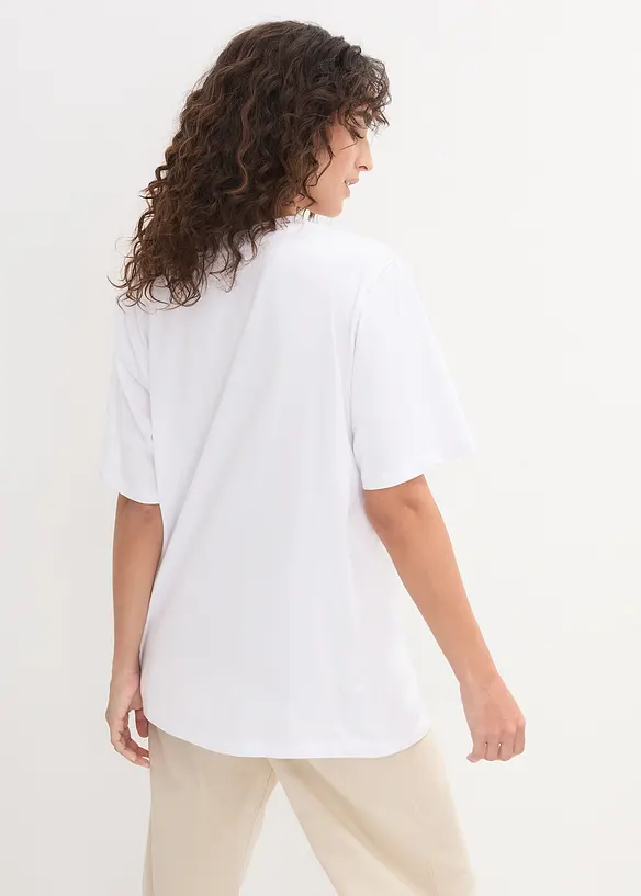 Vid lång topp med V-ringning (5-pack), kortärmad, bonprix