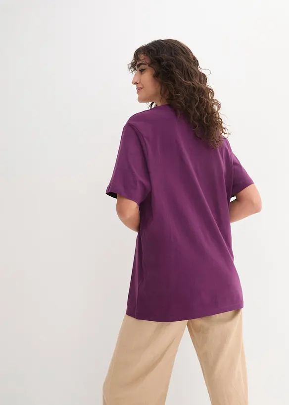 Vid lång topp med V-ringning (5-pack), kortärmad, bonprix