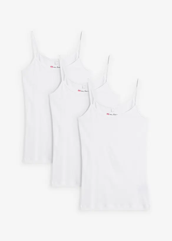 Linne med smala axelband, av bomull (3-pack), bonprix