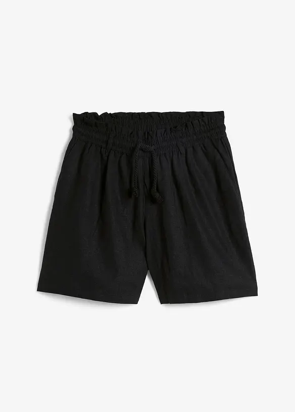 Shorts med paperbagmidja och linne, bonprix