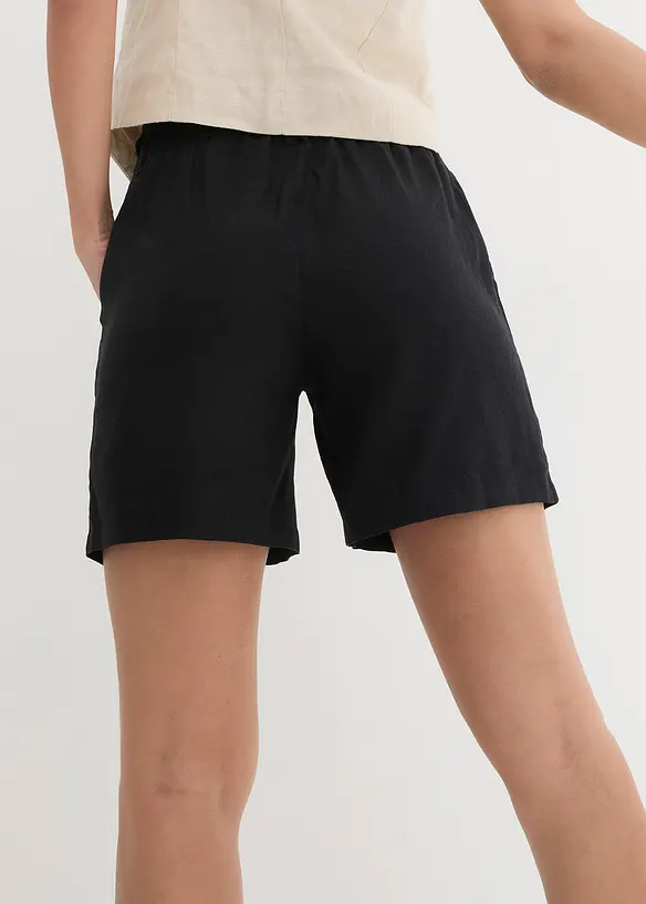 Shorts med paperbagmidja och linne, bonprix