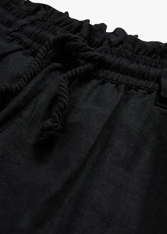 Shorts med paperbagmidja och linne, bonprix