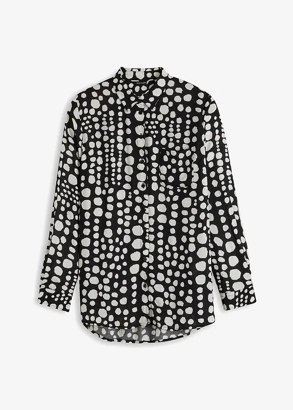 Mönstrad lång blus av mjuk viskos, bonprix