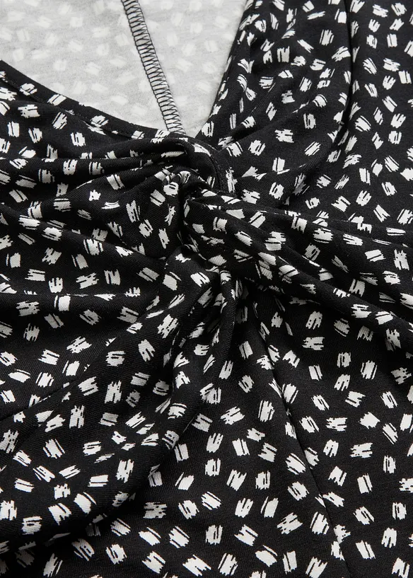 Mönstrad jerseyklänning med drapering, bonprix