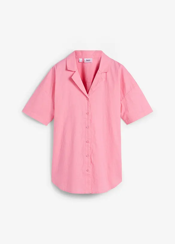 Ledig kortärmad oversizeblus i tunn linneblandning, bonprix