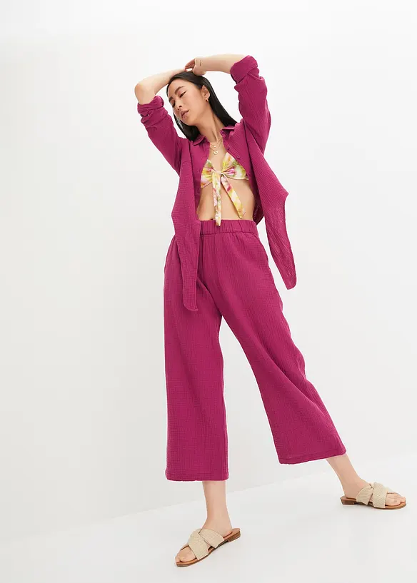 Marlenebyxa i bomullsmuslin, bonprix