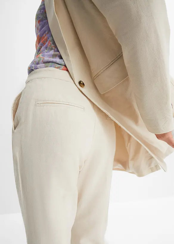 Byxa med hög midja i mix av linne och viskos, bonprix