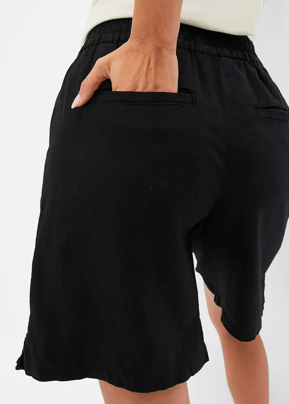 Dra på-bermudas i luftig linnemix, bonprix
