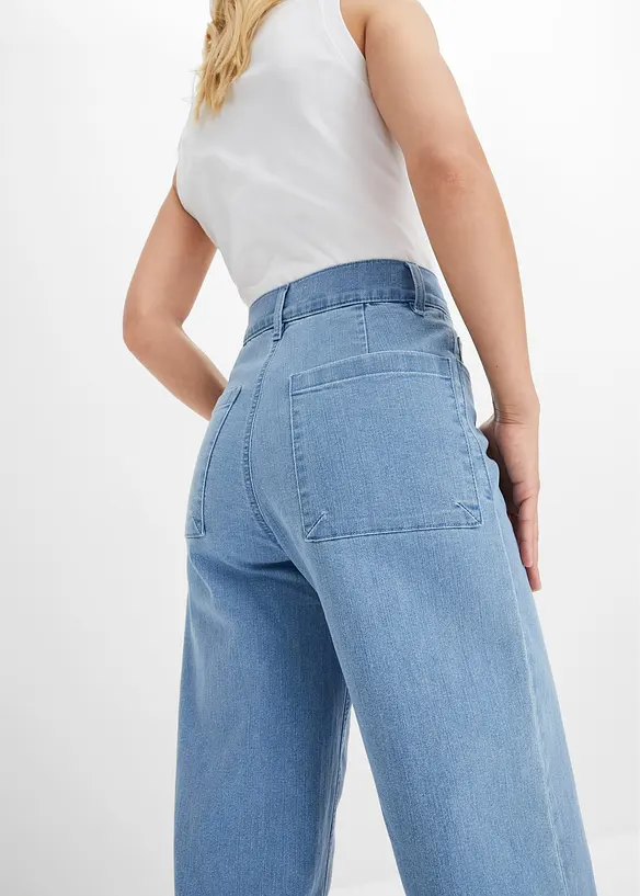 Wide Leg Jeans, High Waist, cropped, bonprix