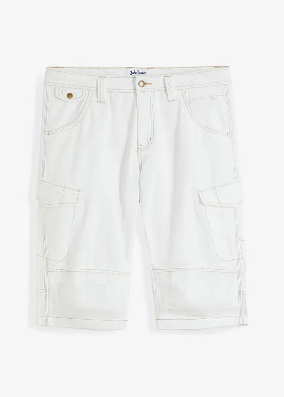 Långa jeansbermudas i cargomodell av tunt material, Relaxed Fit, bonprix