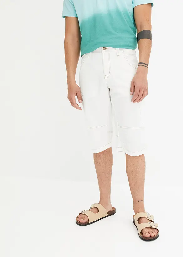 Långa jeansbermudas i cargomodell av tunt material, Relaxed Fit, bonprix