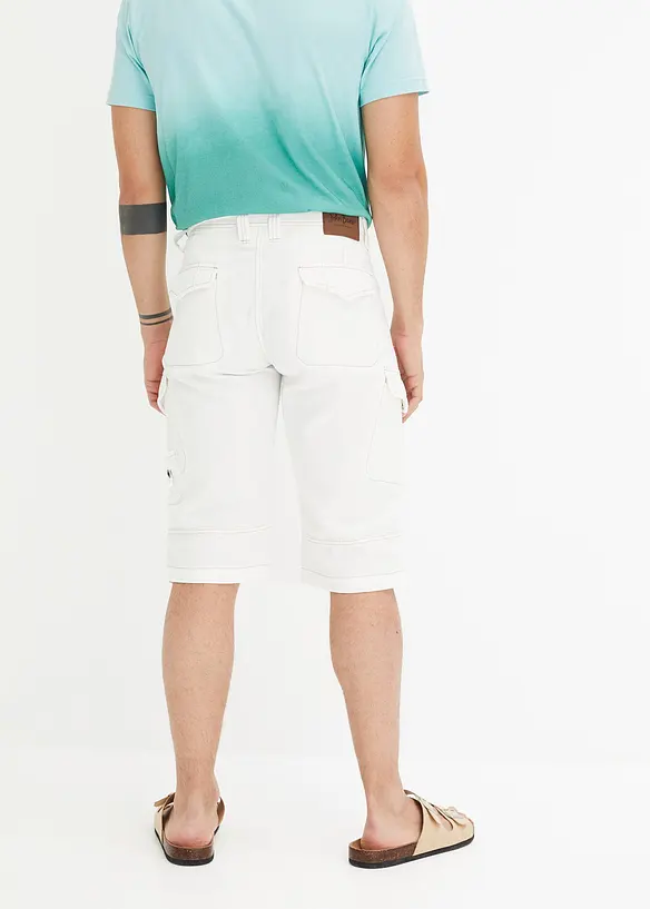 Långa jeansbermudas i cargomodell av tunt material, Relaxed Fit, bonprix