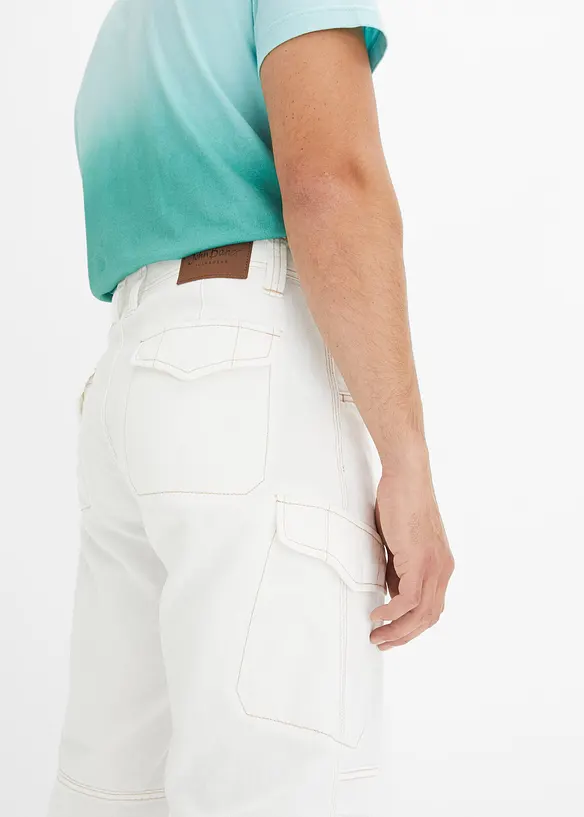 Långa jeansbermudas i cargomodell av tunt material, Relaxed Fit, bonprix