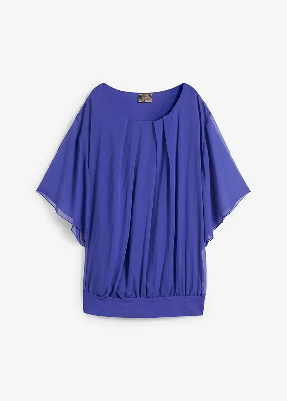 Chiffongblus med linne, bonprix