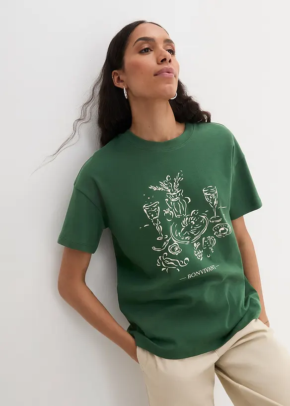 T-shirt med tryck, ekologisk bomull, bonprix