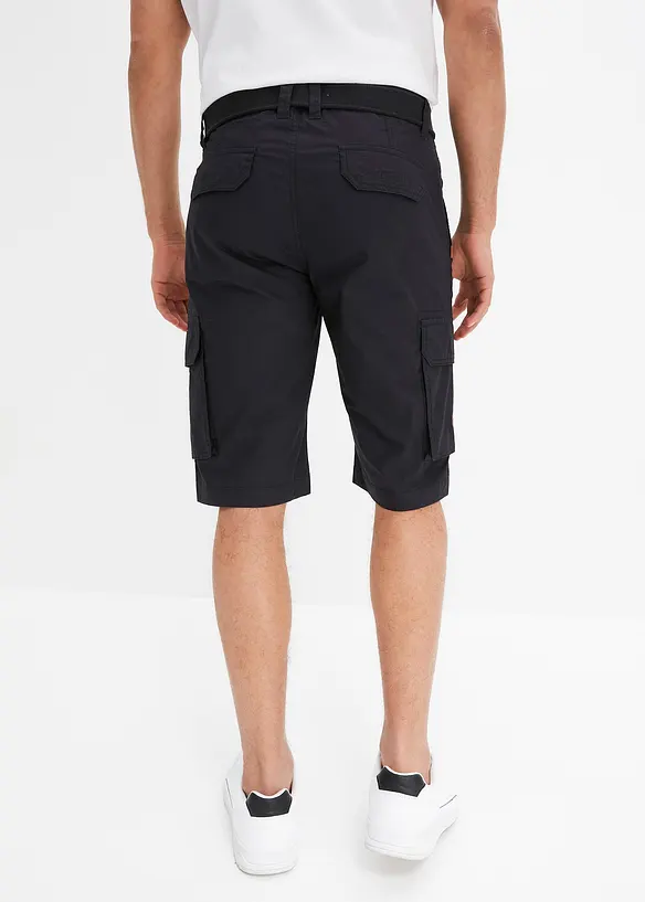Cargoshorts med resårmidja och skärp, Regular Fit, bonprix